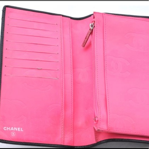 Authentic CHANEL lamb skin cambon line CC logo long wallet crossbody black - Picture 9 of 17